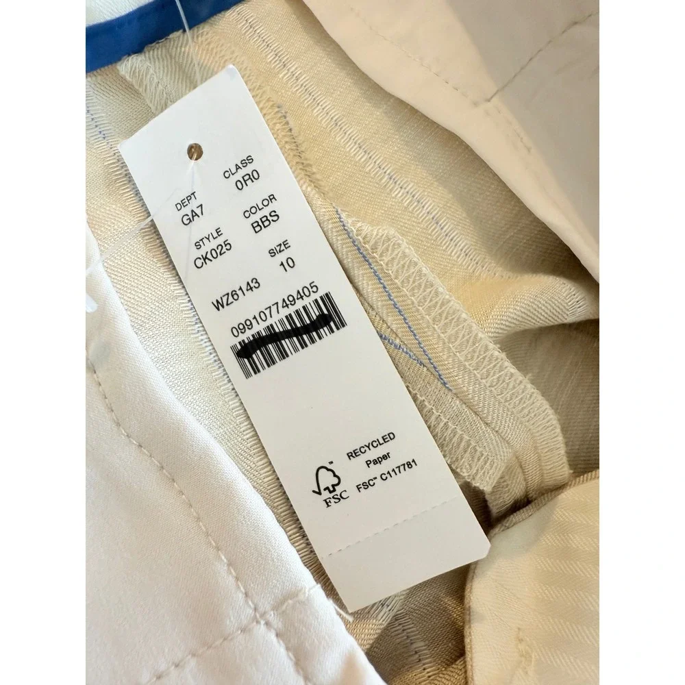 J.Crew Wide-leg‎ trouser in striped linen blend Size 10 Beige Blue Stripe NWT